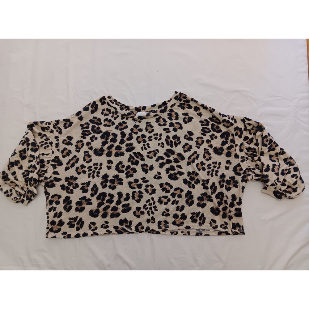 By Together Leopard Print Oversized Cropped Top RJ934 Small Made in‎ USA